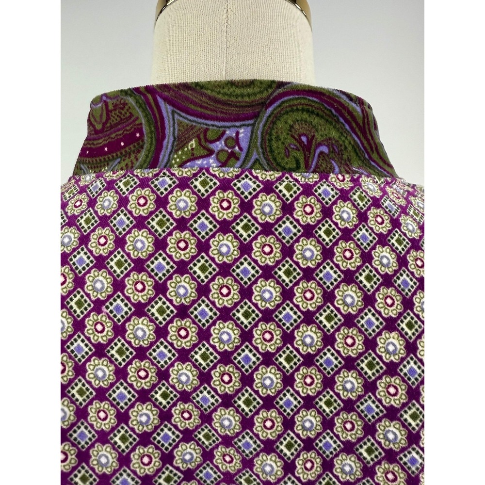 Isaac Mizrahi Purple Paisley Velvet Button Front Cardigan Blazer XLarge - Picture 2 of 6